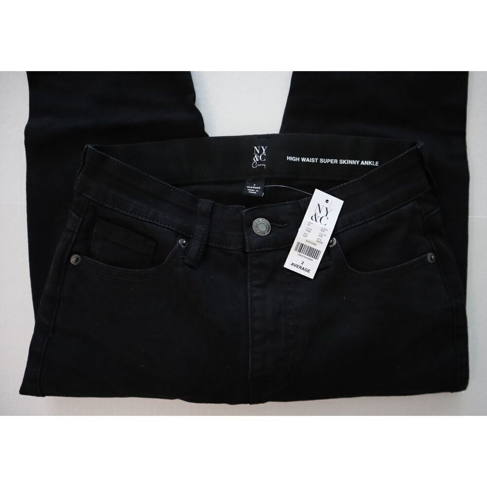 New York & Co. Women Sz 2 Average High Waist Super Skinny Ankle Distressed Jeans - Picture 3 of 9